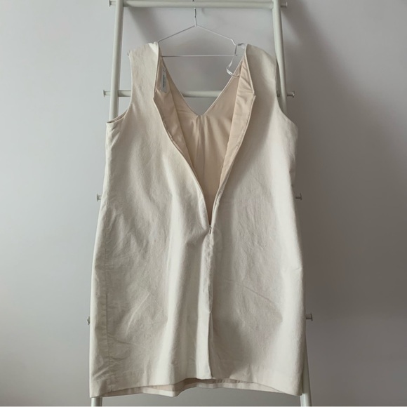 Simons | Off white corduroy pinafore | Lined and tailored | Midi mini | Zip back - Picture 7 of 10